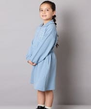 KJPAD01054 a.v.v KIDS(アー・ヴェ・ヴェ) [100-160]ハーフジップロゴトレーナーワンピース ライトブルー