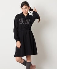 KJPAD01054 a.v.v KIDS(アー・ヴェ・ヴェ) [100-160]ハーフジップロゴトレーナーワンピース ライトブルー