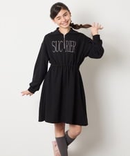 KJPAD01054 a.v.v KIDS(アー・ヴェ・ヴェ) [100-160]ハーフジップロゴトレーナーワンピース ライトブルー