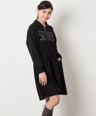 KJPAD01054 a.v.v KIDS(アー・ヴェ・ヴェ) [100-160]ハーフジップロゴトレーナーワンピース ライトブルー