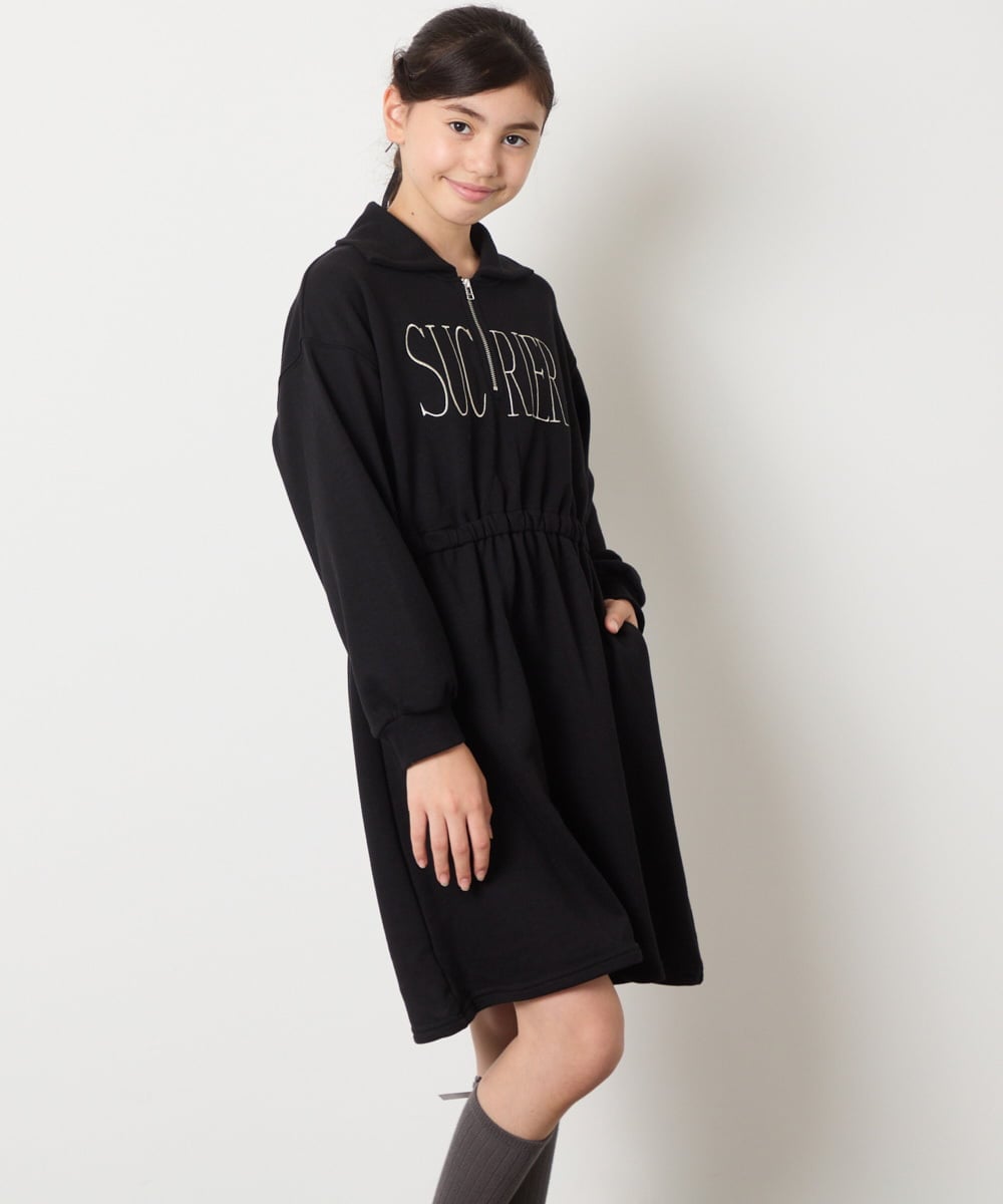 KJPAD01054 a.v.v KIDS(アー・ヴェ・ヴェ) [100-160]ハーフジップロゴトレーナーワンピース ライトブルー