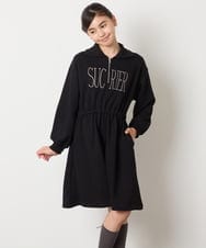 KJPAD01054 a.v.v KIDS(アー・ヴェ・ヴェ) [100-160]ハーフジップロゴトレーナーワンピース ライトブルー