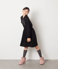 KJPAD01054 a.v.v KIDS(アー・ヴェ・ヴェ) [100-160]ハーフジップロゴトレーナーワンピース ライトブルー