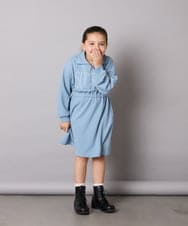 KJPAD01054 a.v.v KIDS(アー・ヴェ・ヴェ) [100-160]ハーフジップロゴトレーナーワンピース ライトブルー