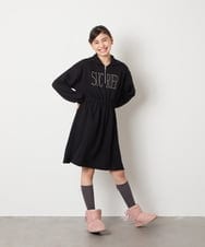 KJPAD01054 a.v.v KIDS(アー・ヴェ・ヴェ) [100-160]ハーフジップロゴトレーナーワンピース ライトブルー