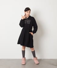 KJPAD01054 a.v.v KIDS(アー・ヴェ・ヴェ) [100-160]ハーフジップロゴトレーナーワンピース ライトブルー