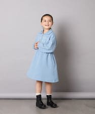 KJPAD01054 a.v.v KIDS(アー・ヴェ・ヴェ) [100-160]ハーフジップロゴトレーナーワンピース ライトブルー