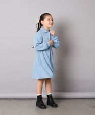 KJPAD01054 a.v.v KIDS(アー・ヴェ・ヴェ) [100-160]ハーフジップロゴトレーナーワンピース ライトブルー