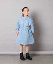 KJPAD01054 a.v.v KIDS(アー・ヴェ・ヴェ) [100-160]ハーフジップロゴトレーナーワンピース ライトブルー