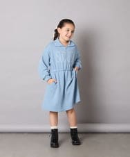 KJPAD01054 a.v.v KIDS(アー・ヴェ・ヴェ) [100-160]ハーフジップロゴトレーナーワンピース ライトブルー