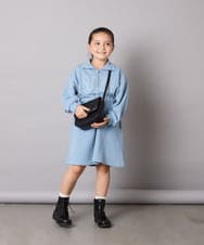 KJPAD01054 a.v.v KIDS(アー・ヴェ・ヴェ) [100-160]ハーフジップロゴトレーナーワンピース ライトブルー