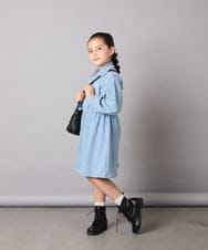 KJPAD01054 a.v.v KIDS(アー・ヴェ・ヴェ) [100-160]ハーフジップロゴトレーナーワンピース ライトブルー