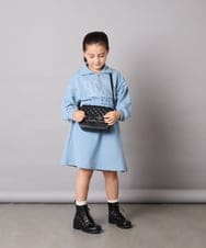 KJPAD01054 a.v.v KIDS(アー・ヴェ・ヴェ) [100-160]ハーフジップロゴトレーナーワンピース ライトブルー