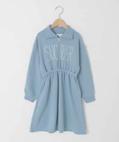 KJPAD01054 a.v.v KIDS [130-160]ハーフジップロゴトレーナーワンピース