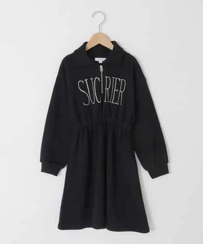 KJPAD01054 a.v.v KIDS [130-160]ハーフジップロゴトレーナーワンピース