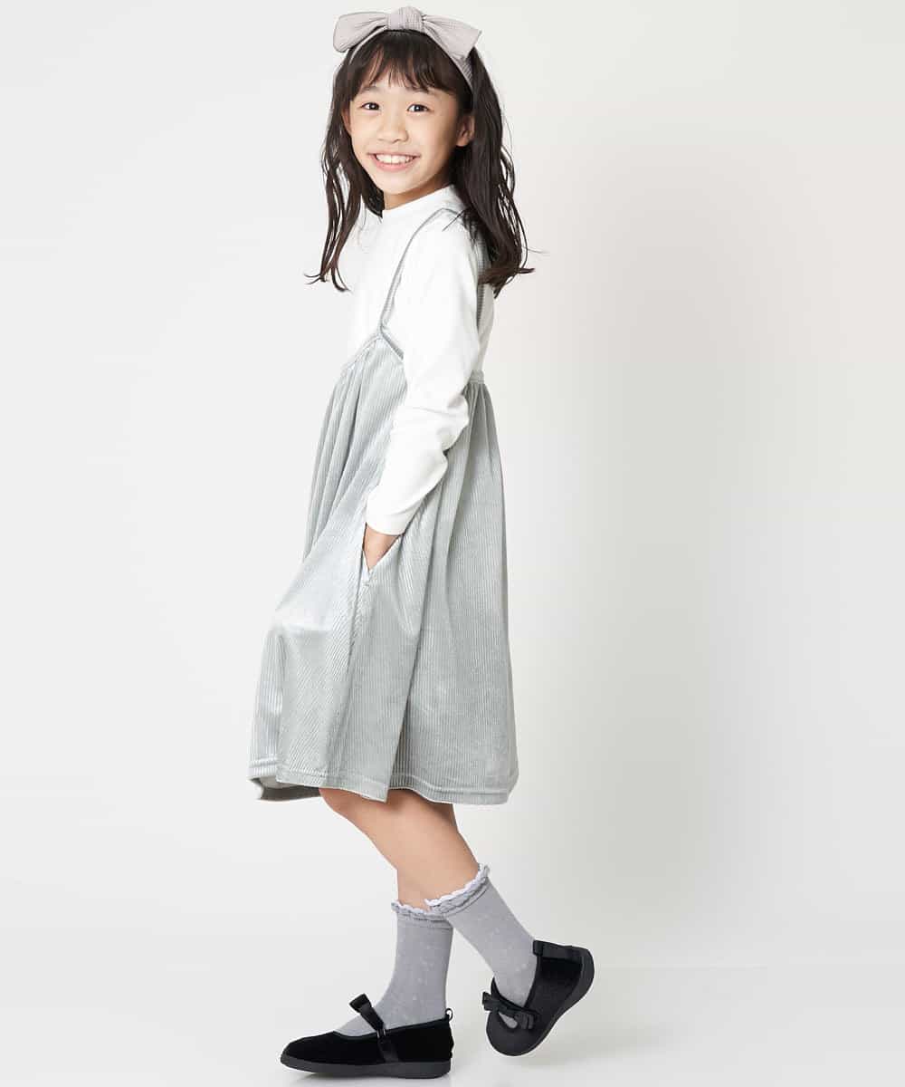 KJPAM40034 a.v.v KIDS(アー・ヴェ・ヴェ) [100-130]コール見えベロアドッキングキャミワンピース[WEB限定サイズ] ライトブルー