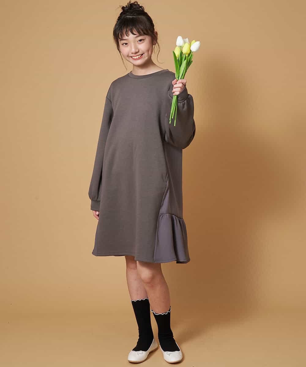 KJPDM42039 a.v.v KIDS(アー・ヴェ・ヴェ) [100-130]バックフリルダンボールワンピース[WEB限定サイズ] ダークグレー