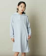 KJPDP20034 a.v.v KIDS(アー・ヴェ・ヴェ) [100-130]ハーフジップトレーナーワンピース ライトブルー