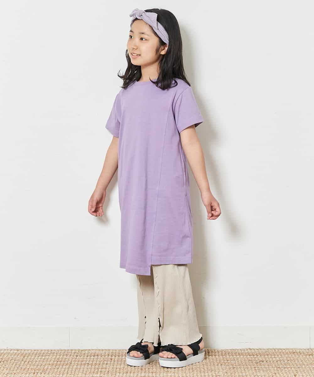 KJPFN30029 a.v.v KIDS(アー・ヴェ・ヴェ) [140-150]【接触冷感】バックロゴアシンメトリーワンピース ライトグレー