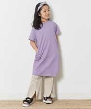 KJPFN30029 a.v.v KIDS(アー・ヴェ・ヴェ) [140-150]【接触冷感】バックロゴアシンメトリーワンピース ライトグレー