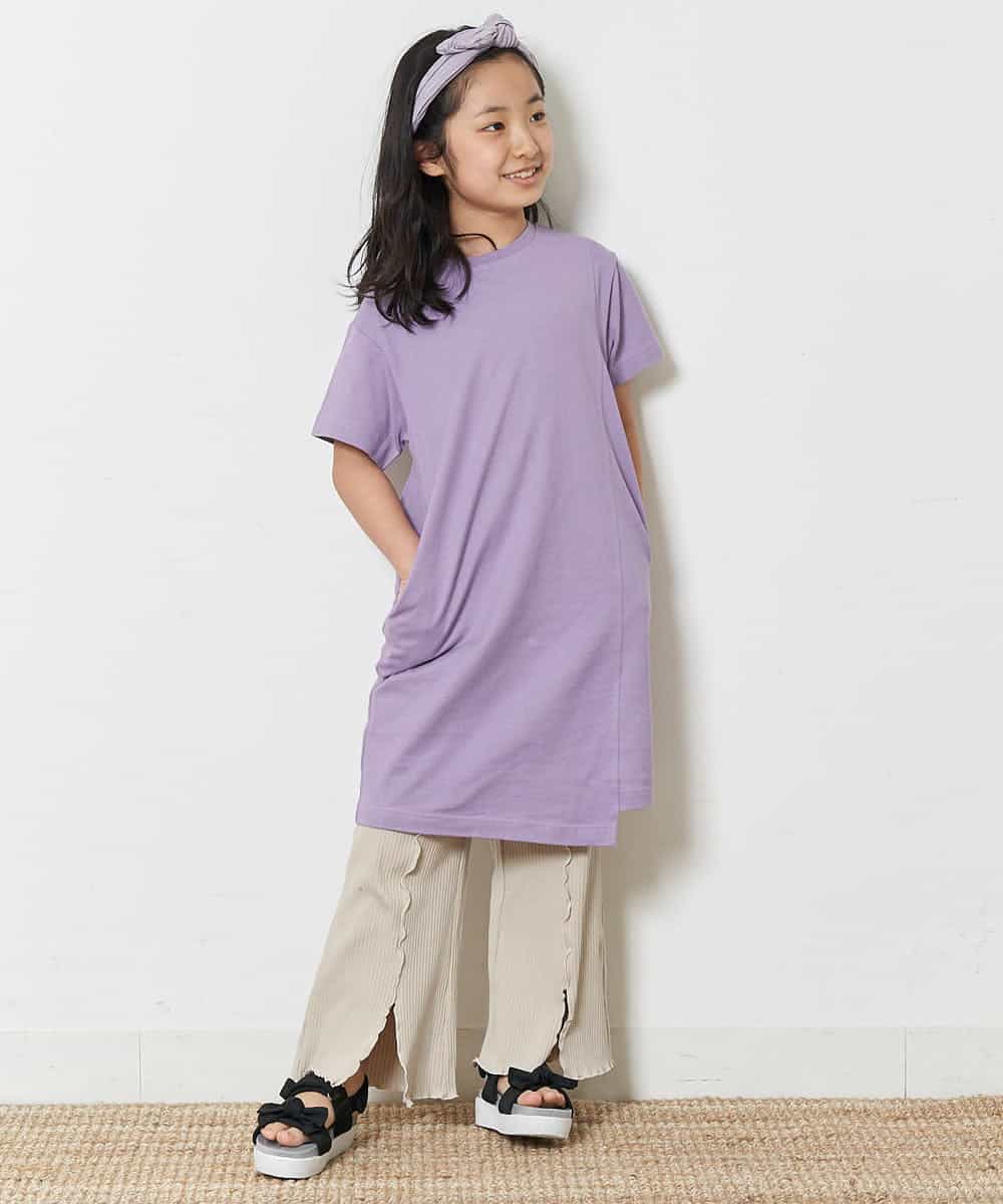 KJPFN30029 a.v.v KIDS(アー・ヴェ・ヴェ) [140-150]【接触冷感】バックロゴアシンメトリーワンピース ライトグレー