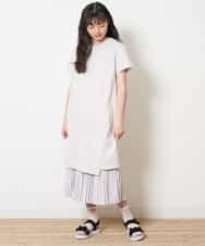 KJPFN30029 a.v.v KIDS(アー・ヴェ・ヴェ) [140-150]【接触冷感】バックロゴアシンメトリーワンピース ライトグレー