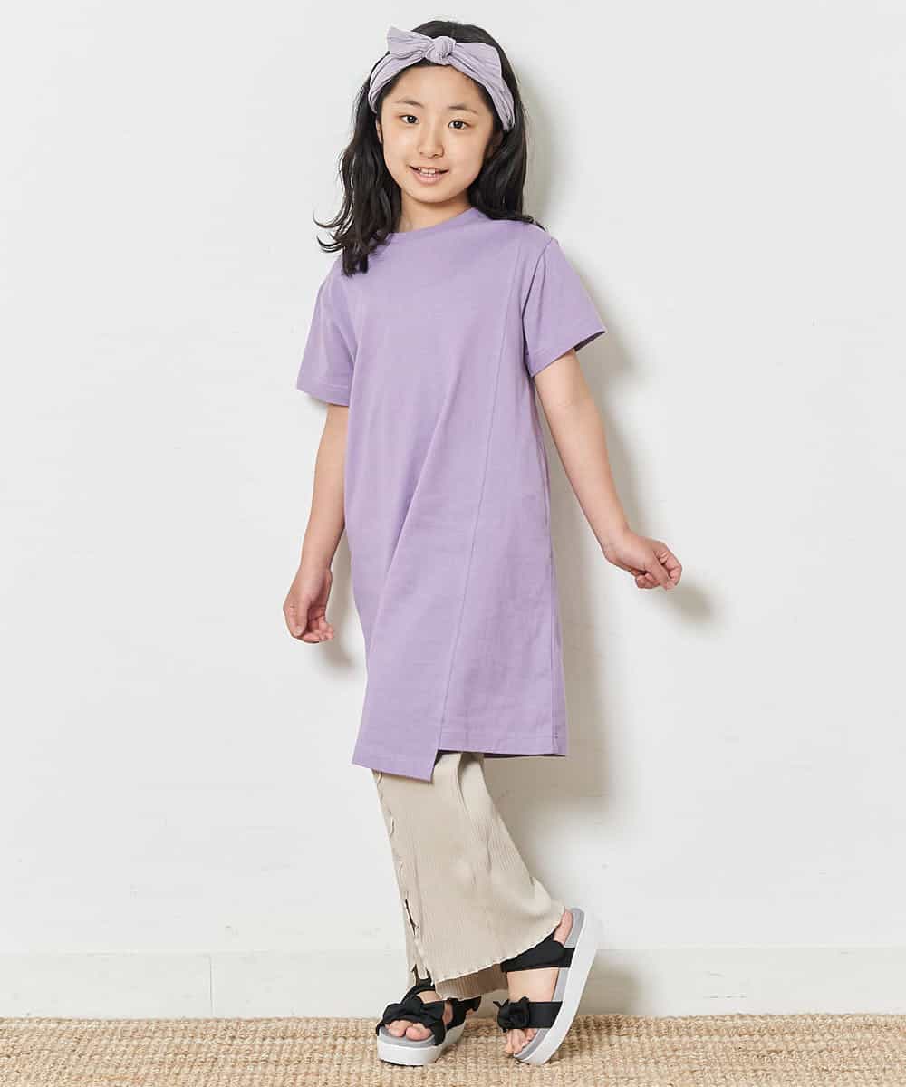 KJPFN30029 a.v.v KIDS(アー・ヴェ・ヴェ) [140-150]【接触冷感】バックロゴアシンメトリーワンピース ライトグレー