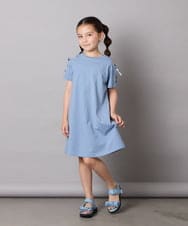 KJPGA20029 a.v.v KIDS(アー・ヴェ・ヴェ) [100-130]オフショルレースアップワンピース ブルー