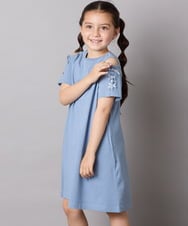 KJPGA20029 a.v.v KIDS(アー・ヴェ・ヴェ) [100-130]オフショルレースアップワンピース ブルー