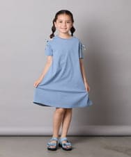 KJPGA20029 a.v.v KIDS(アー・ヴェ・ヴェ) [100-130]オフショルレースアップワンピース ブルー
