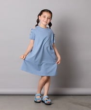 KJPGA20029 a.v.v KIDS(アー・ヴェ・ヴェ) [100-130]オフショルレースアップワンピース ブルー