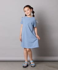 KJPGA20029 a.v.v KIDS(アー・ヴェ・ヴェ) [100-130]オフショルレースアップワンピース ブルー