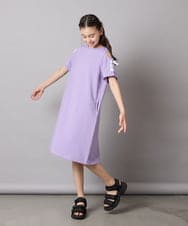 KJPGA20029 a.v.v KIDS(アー・ヴェ・ヴェ) [100-130]オフショルレースアップワンピース ラベンダー