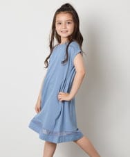 KJPGA21029 a.v.v KIDS(アー・ヴェ・ヴェ) [100-130]シアー切り替えワンピース ブルー