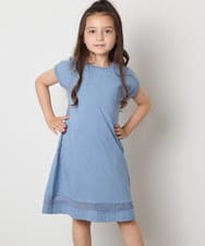 KJPGA21029 a.v.v KIDS(アー・ヴェ・ヴェ) [100-130]シアー切り替えワンピース ブルー