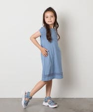 KJPGA21029 a.v.v KIDS(アー・ヴェ・ヴェ) [100-130]シアー切り替えワンピース ブルー