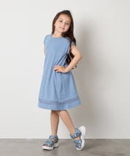 KJPGA21029 a.v.v KIDS(アー・ヴェ・ヴェ) [100-130]シアー切り替えワンピース ブルー