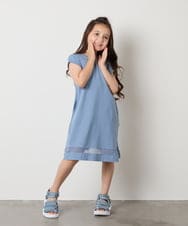 KJPGA21029 a.v.v KIDS(アー・ヴェ・ヴェ) [100-130]シアー切り替えワンピース ブルー