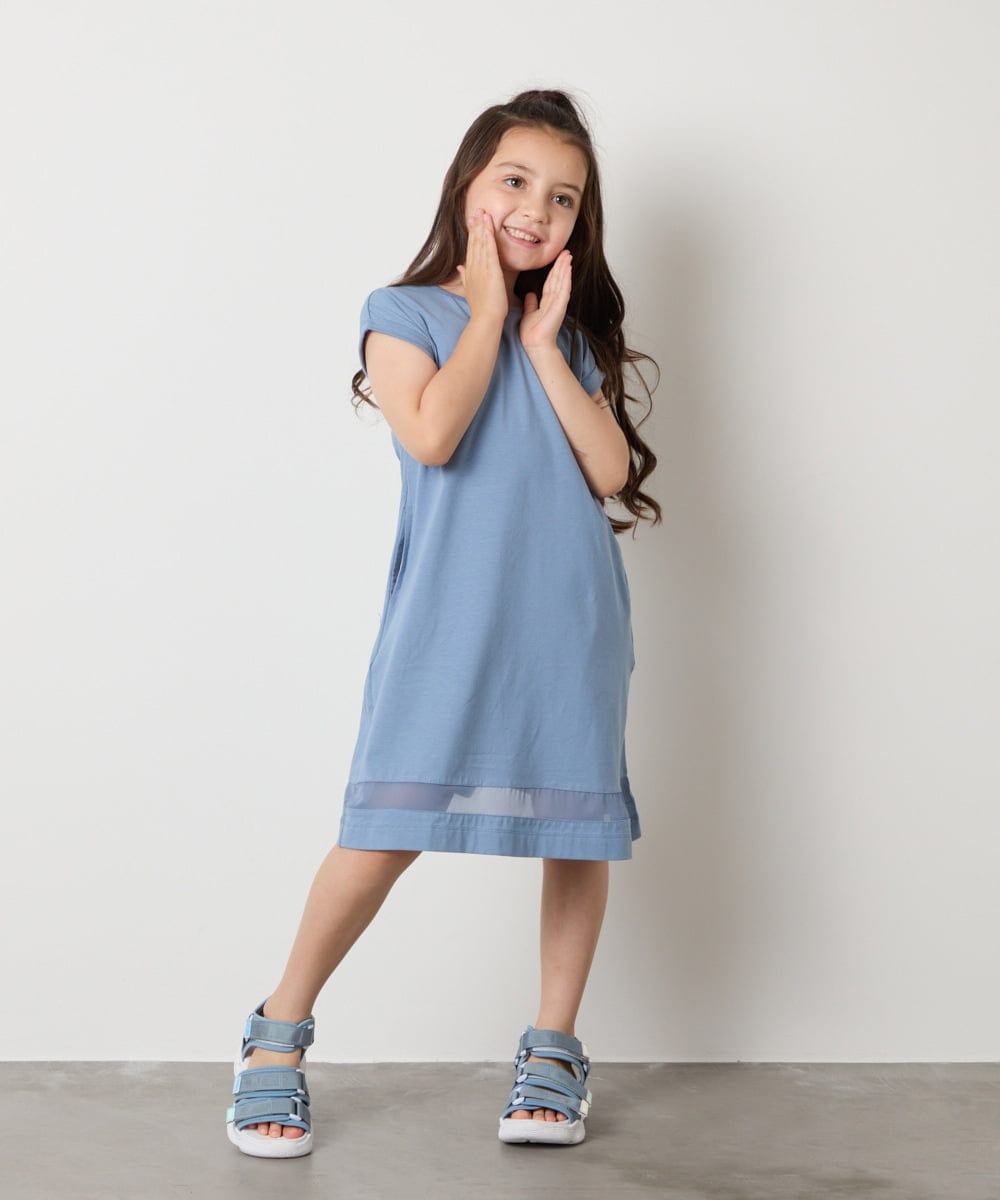 KJPGA21029 a.v.v KIDS(アー・ヴェ・ヴェ) [100-130]シアー切り替えワンピース ブルー