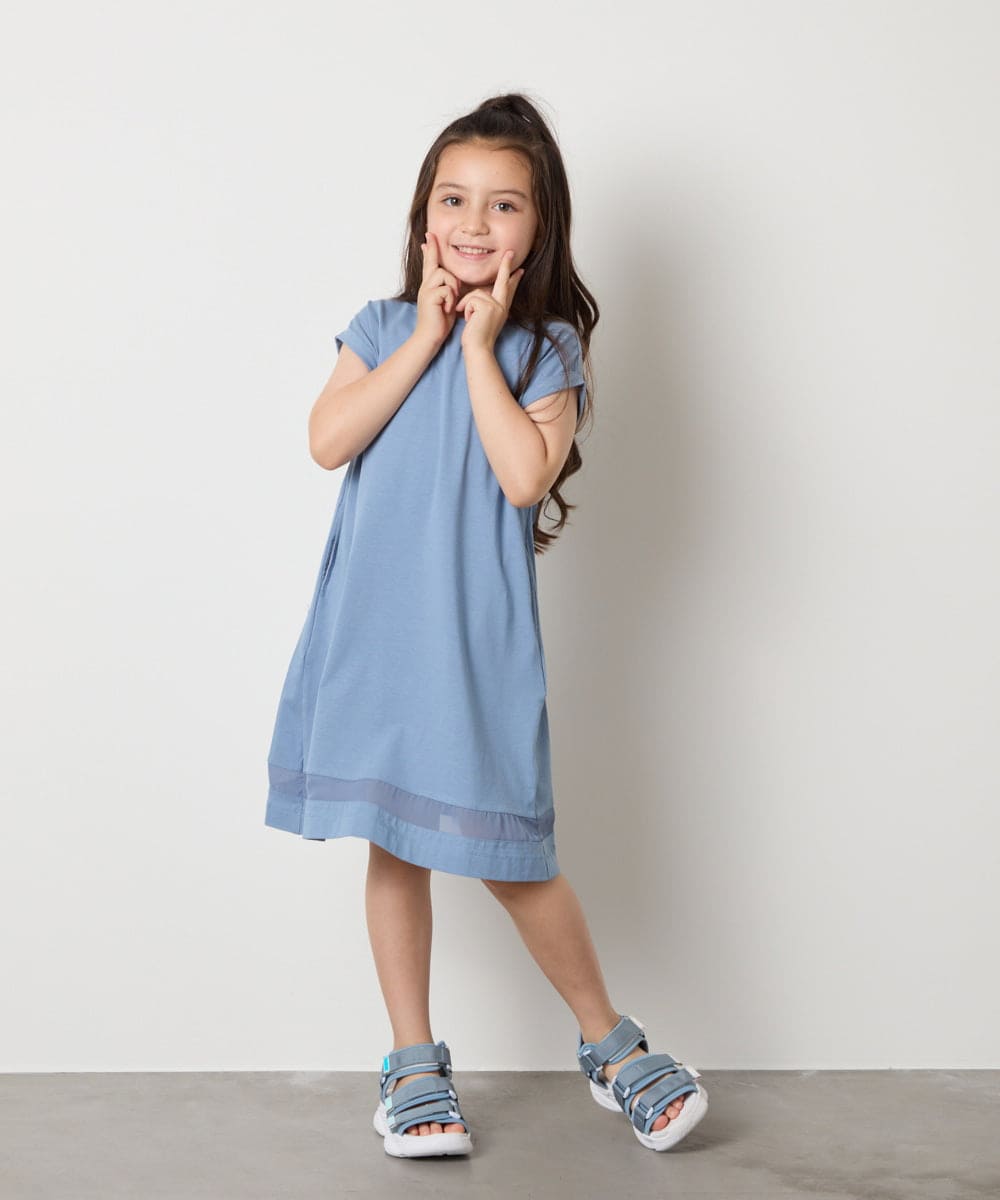 KJPGA21029 a.v.v KIDS(アー・ヴェ・ヴェ) [100-130]シアー切り替えワンピース ブルー
