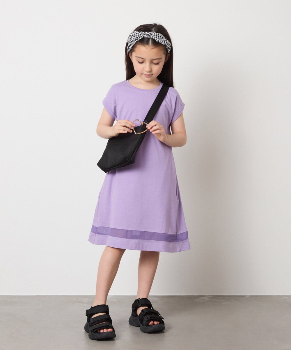 KJPGA21029 a.v.v KIDS(アー・ヴェ・ヴェ) [100-130]シアー切り替えワンピース ラベンダー