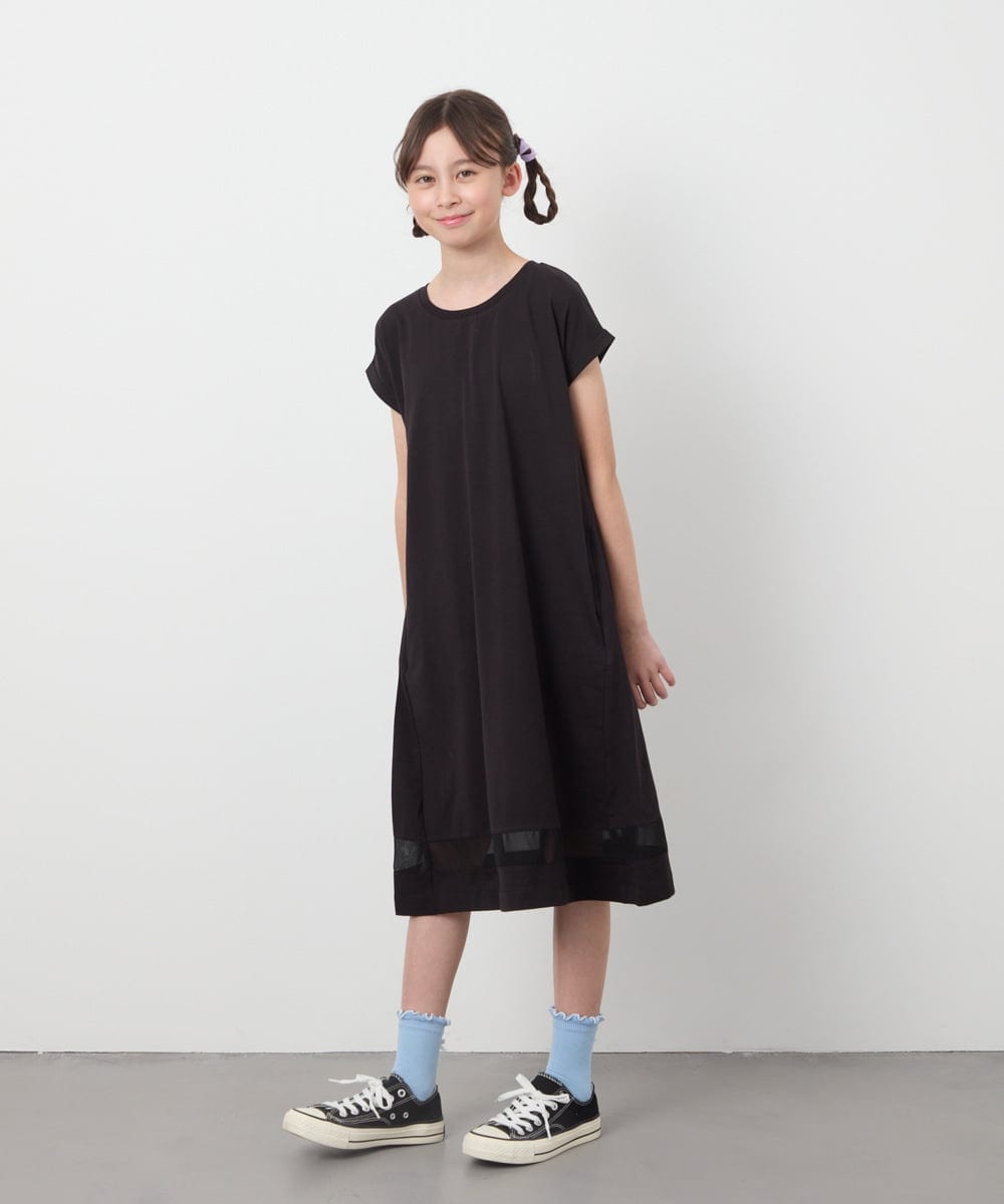 KJPGA21029 a.v.v KIDS(アー・ヴェ・ヴェ) [100-130]シアー切り替えワンピース ラベンダー