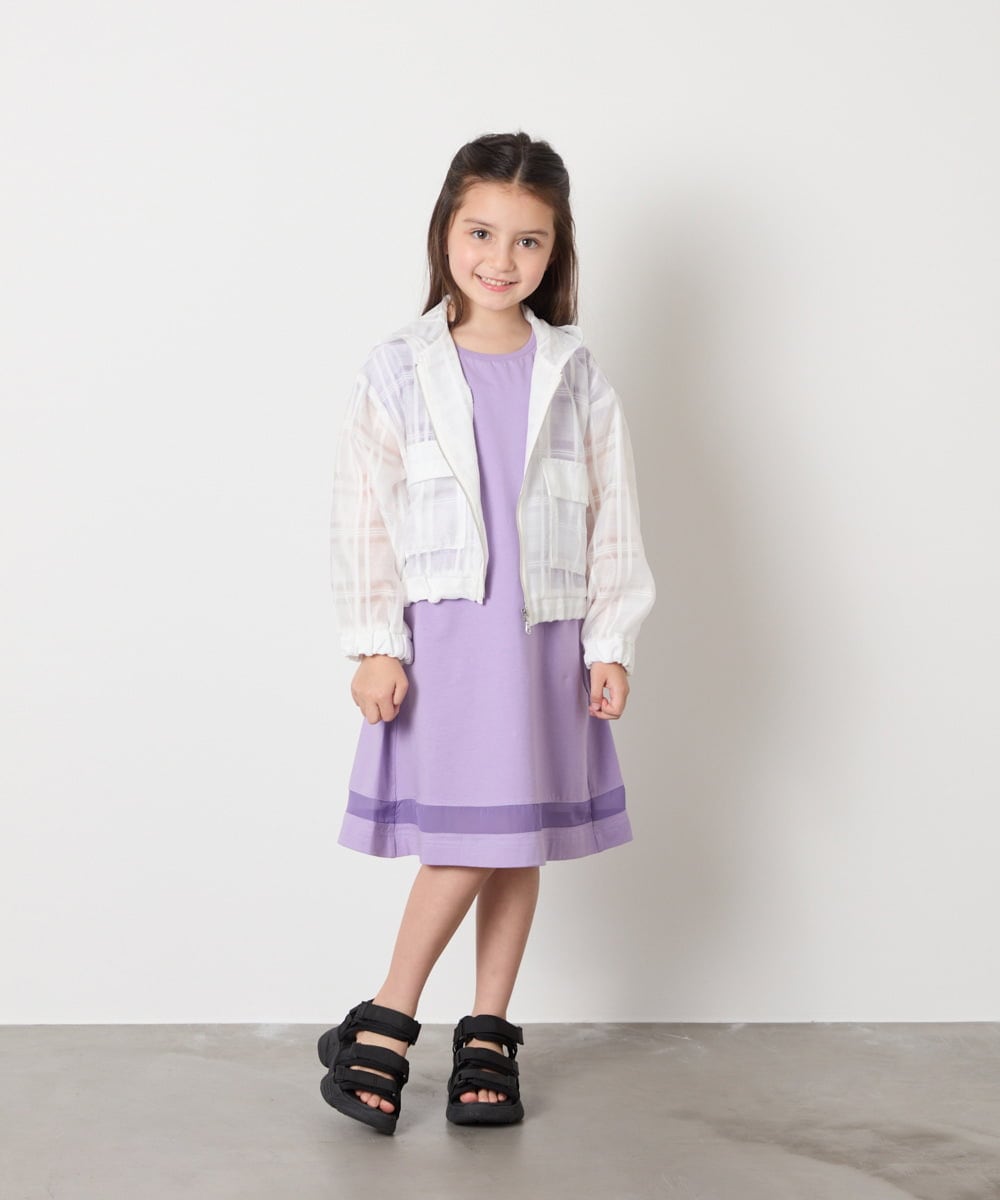 KJPGA21029 a.v.v KIDS(アー・ヴェ・ヴェ) [100-130]シアー切り替えワンピース ラベンダー