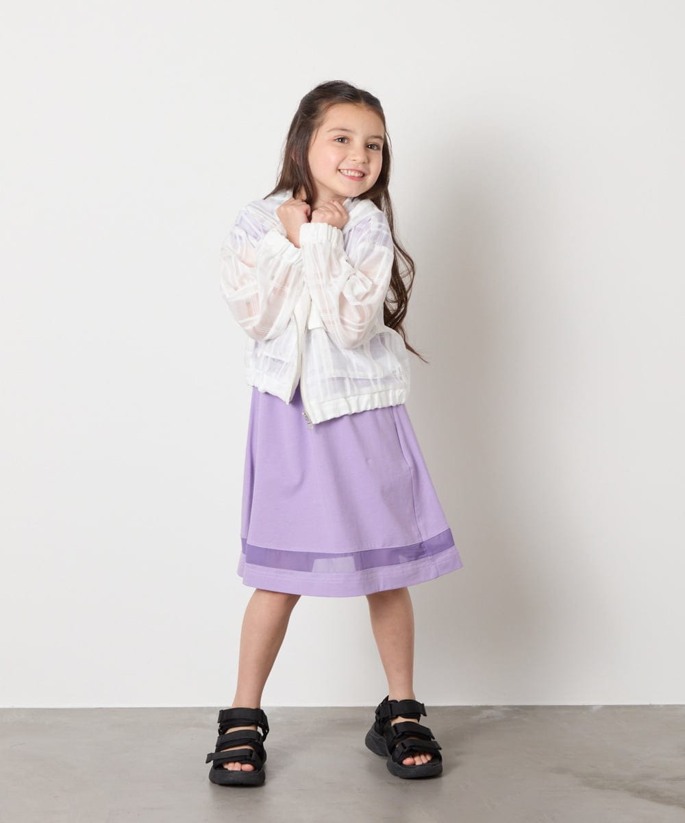 KJPGA21029 a.v.v KIDS(アー・ヴェ・ヴェ) [100-130]シアー切り替えワンピース ラベンダー