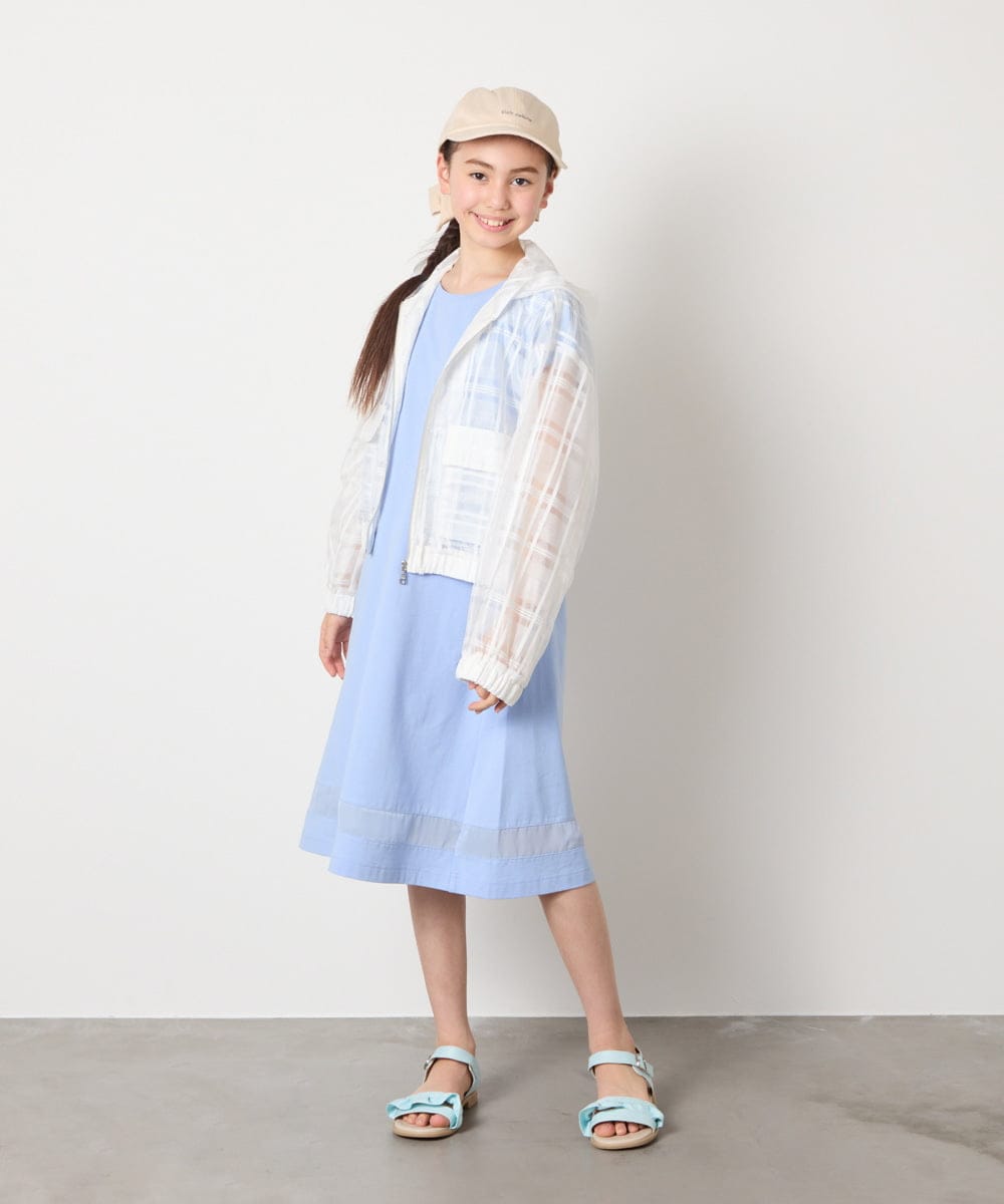 KJPGA21029 a.v.v KIDS(アー・ヴェ・ヴェ) [100-130]シアー切り替えワンピース ラベンダー