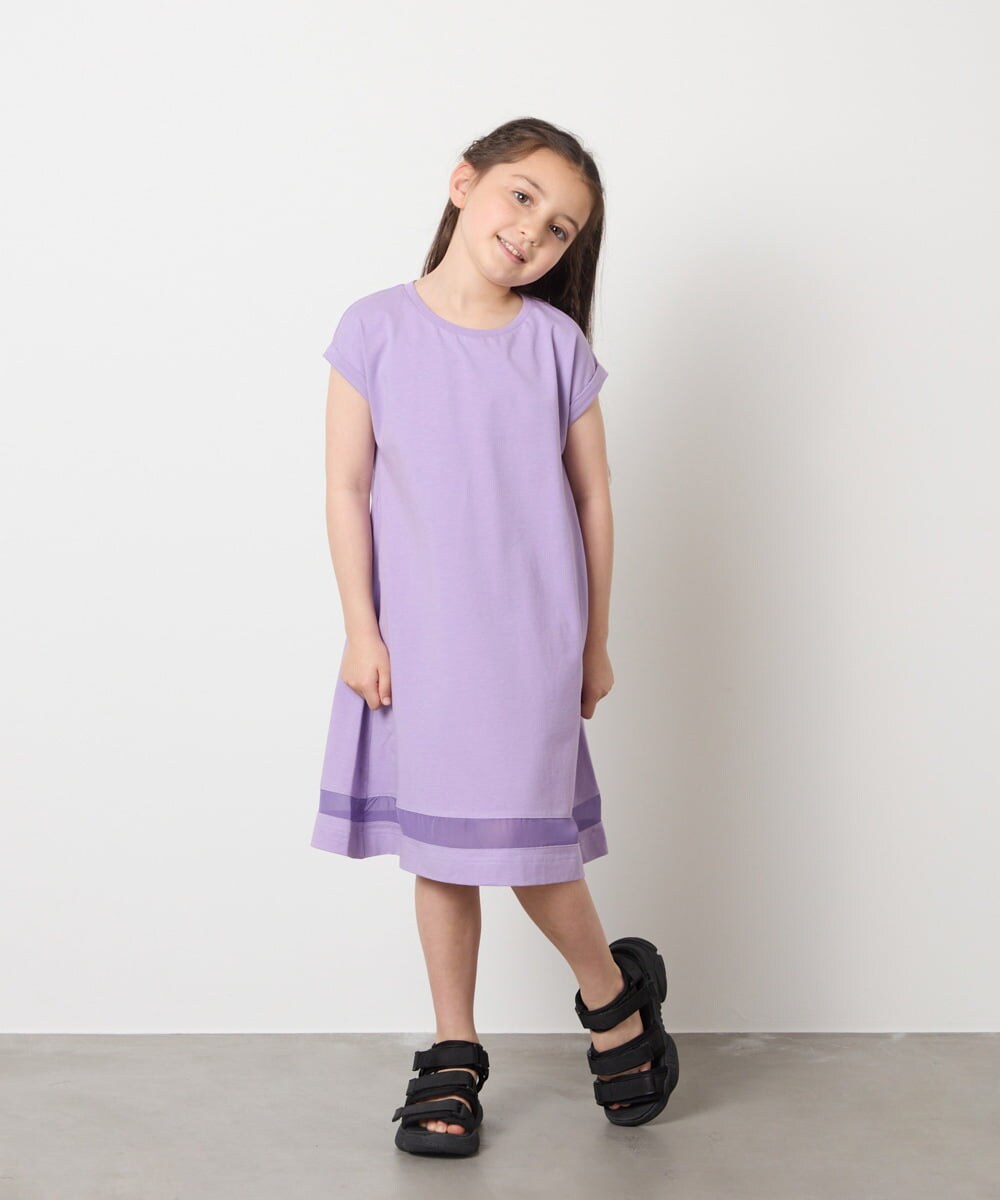 KJPGA21029 a.v.v KIDS(アー・ヴェ・ヴェ) [100-130]シアー切り替えワンピース ラベンダー