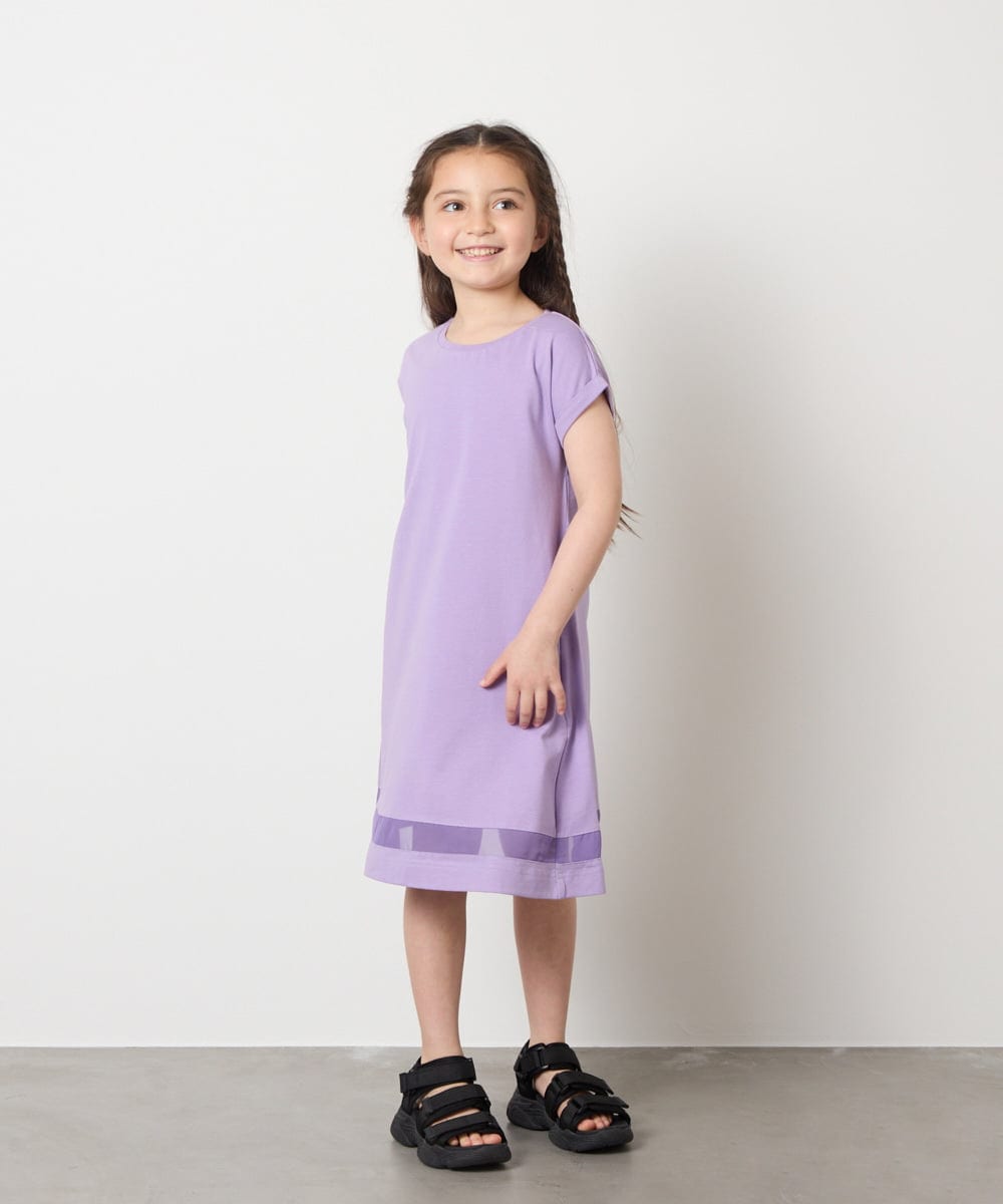 KJPGA21029 a.v.v KIDS(アー・ヴェ・ヴェ) [100-130]シアー切り替えワンピース ラベンダー