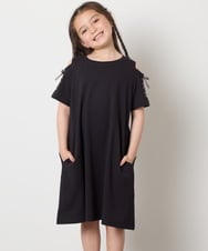 KJPGB20034 a.v.v KIDS(アー・ヴェ・ヴェ) [140-150]オフショルレースアップワンピース ブラック