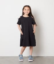 KJPGB20034 a.v.v KIDS(アー・ヴェ・ヴェ) [140-150]オフショルレースアップワンピース ブラック