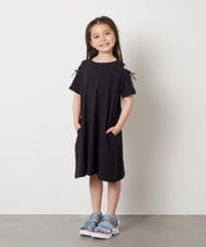 KJPGB20034 a.v.v KIDS(アー・ヴェ・ヴェ) [140-150]オフショルレースアップワンピース ブラック